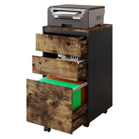 WOLTU 40 x 70 x 40 cm mobiler Aktenschrank für Hebelbogen-Ordner, Büro-Organizer, Aufbewahrung mit 3 Schubladen, Rollen, Rollschrank