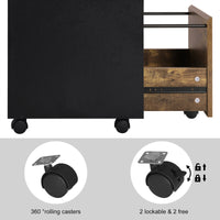 WOLTU 40 x 70 x 40 cm mobiler Aktenschrank für Hebelbogen-Ordner, Büro-Organizer, Aufbewahrung mit 3 Schubladen, Rollen, Rollschrank