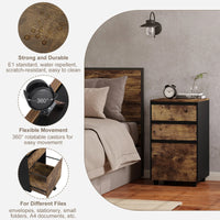 WOLTU 40 x 70 x 40 cm mobiler Aktenschrank für Hebelbogen-Ordner, Büro-Organizer, Aufbewahrung mit 3 Schubladen, Rollen, Rollschrank