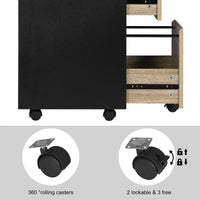 WOLTU 40 x 70 x 40 cm mobiler Aktenschrank für Hebelbogen-Ordner, Büro-Organizer, Aufbewahrung mit 3 Schubladen, Rollen, Rollschrank