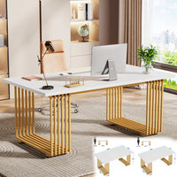 Moderner Executive-Schreibtisch mit goldenen Metallbeinen