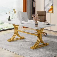 Moderner Executive-Schreibtisch mit goldenen Metallbeinen