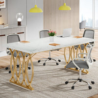 Moderner Executive-Schreibtisch mit goldenen Metallbeinen