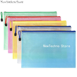 1PC Mesh Pencil Case Document Bag Waterproof Zip File Folder A5 School Office Supplies Pencil Case Storage Bags