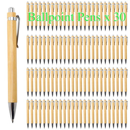 30 Pieces Bamboo Ballpoint Pen, 1.0mm Tip, for Office, School, Stationery, Business, Signature, Ballpoint Pen, Bamboo Pen