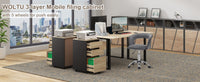 WOLTU 40 x 70 x 40 cm mobiler Aktenschrank für Hebelbogen-Ordner, Büro-Organizer, Aufbewahrung mit 3 Schubladen, Rollen, Rollschrank