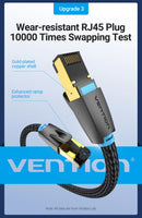 Vention CAT8 Ethernet-Kabel 40 Gbit/s 2000 MHz CAT 8 Netzwerk-Baumwollgeflochtenes Internet-LAN-Kabel für Laptops PS 5 Router RJ45-Kabel