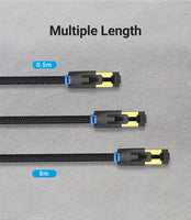 Vention CAT8 Ethernet-Kabel 40 Gbit/s 2000 MHz CAT 8 Netzwerk-Baumwollgeflochtenes Internet-LAN-Kabel für Laptops PS 5 Router RJ45-Kabel