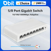 5/8 Port Ethernet Switch 10/100/1000Mbps Desktop Gigabit Network Switch Adapter RJ45 Ethernet Switch Auto MDI/MDIX Fast Switch