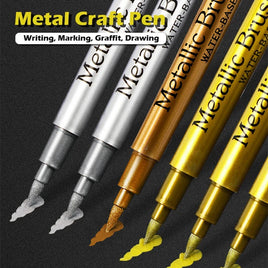 2/1Pc Brush Metallic Marker Pens Gold Silver Color Permanent Art Markers For Manga Crafts Scrapbooking School Stationery Supplies