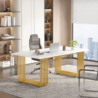 Moderner Executive-Schreibtisch mit goldenen Metallbeinen