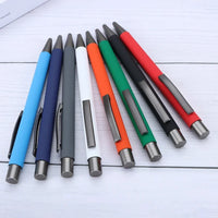 20-200 Stifte Großhandel Metall Kugelschreiber Werbestift Gummi Textur Individuelles Logo Text Lasergravur Anpassbares Namenslogo