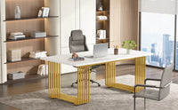 Moderner Executive-Schreibtisch mit goldenen Metallbeinen