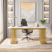 Moderner Executive-Schreibtisch mit goldenen Metallbeinen