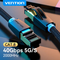 Vention CAT8 Ethernet-Kabel 40 Gbit/s 2000 MHz CAT 8 Netzwerk-Baumwollgeflochtenes Internet-LAN-Kabel für Laptops PS 5 Router RJ45-Kabel