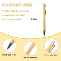 30 Stück Kugelschreiber aus Bambusholz, 1,0 mm Spitze, für Büro, Schule, Schreibwaren, Business, Unterschrift, Kugelschreiber, Bambusstift