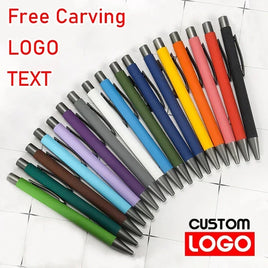 20-200 Pcs Wholesale Metal Ballpoint Pens Promotional Pen Rubber Texture Custom Logo Text Laser Engraving Customizable Name Logo