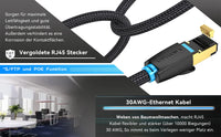 Vention CAT8 Ethernet-Kabel 40 Gbit/s 2000 MHz CAT 8 Netzwerk-Baumwollgeflochtenes Internet-LAN-Kabel für Laptops PS 5 Router RJ45-Kabel