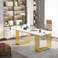 Moderner Executive-Schreibtisch mit goldenen Metallbeinen