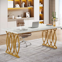 Moderner Executive-Schreibtisch mit goldenen Metallbeinen