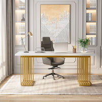 Moderner Executive-Schreibtisch mit goldenen Metallbeinen