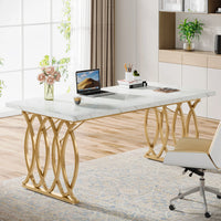 Moderner Executive-Schreibtisch mit goldenen Metallbeinen