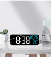 Digitaler Wecker, Temperatur und Datum, Wochenanzeige, Nachtmodus, Tischuhr, Sprachsteuerung, 12/24 Stunden, elektronische LED-Wecker