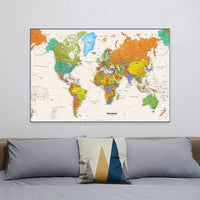 Wandposter, Weltkarte, 100 x 70 cm, Vlies-Leinwand, Retro-dekorativer Druck, Malerei, Büro, Zimmer, Zuhause, Schule, Klassenzimmerbedarf