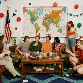 Wall Poster, World Map, 100 x 70 cm, Non-woven Canvas, Retro Decorative Print, Painting, Office, Room, Home, School, Classroom Supplies