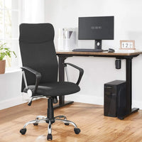 SONGMICS Bürostuhl, ergonomischer Schreibtischstuhl, Drehstuhl, gepolsterter Sitz, Stoffbezug, höhenverstellbar und neigbar