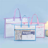 Transparent A3/A4 File Storage Bag, Thickened Multi-layer Zipper Bag, Large Capacity with Handle, Art Portfolio Case