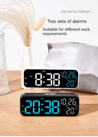 Digitaler Wecker, Temperatur und Datum, Wochenanzeige, Nachtmodus, Tischuhr, Sprachsteuerung, 12/24 Stunden, elektronische LED-Wecker