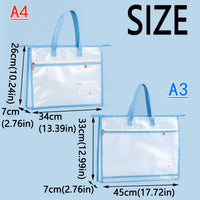 Transparent A3/A4 File Storage Bag, Thickened Multi-layer Zipper Bag, Large Capacity with Handle, Art Portfolio Case