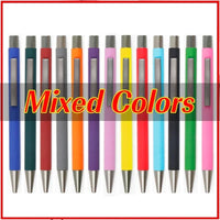 20-200 Stifte Großhandel Metall Kugelschreiber Werbestift Gummi Textur Individuelles Logo Text Lasergravur Anpassbares Namenslogo