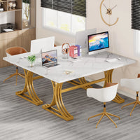 Moderner Executive-Schreibtisch mit goldenen Metallbeinen