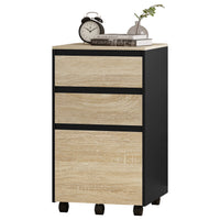 WOLTU 40 x 70 x 40 cm mobiler Aktenschrank für Hebelbogen-Ordner, Büro-Organizer, Aufbewahrung mit 3 Schubladen, Rollen, Rollschrank