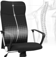 SONGMICS Bürostuhl, ergonomischer Schreibtischstuhl, Drehstuhl, gepolsterter Sitz, Stoffbezug, höhenverstellbar und neigbar