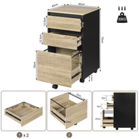 WOLTU 40 x 70 x 40 cm mobiler Aktenschrank für Hebelbogen-Ordner, Büro-Organizer, Aufbewahrung mit 3 Schubladen, Rollen, Rollschrank