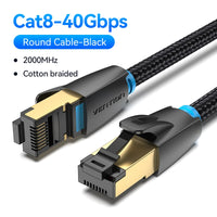 Vention CAT8 Ethernet-Kabel 40 Gbit/s 2000 MHz CAT 8 Netzwerk-Baumwollgeflochtenes Internet-LAN-Kabel für Laptops PS 5 Router RJ45-Kabel