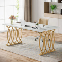 Moderner Executive-Schreibtisch mit goldenen Metallbeinen