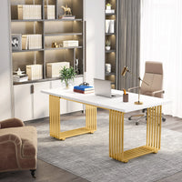 Moderner Executive-Schreibtisch mit goldenen Metallbeinen