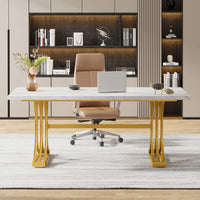 Moderner Executive-Schreibtisch mit goldenen Metallbeinen