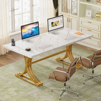 Moderner Executive-Schreibtisch mit goldenen Metallbeinen