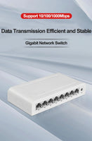 5/8 Port Ethernet Switch 10/100/1000Mbps Desktop Gigabit Network Switch Adapter RJ45 Ethernet Switch Auto MDI/MDIX Fast Switch