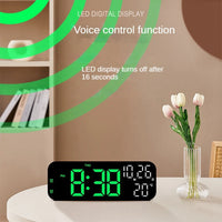 Digitaler Wecker, Temperatur und Datum, Wochenanzeige, Nachtmodus, Tischuhr, Sprachsteuerung, 12/24 Stunden, elektronische LED-Wecker
