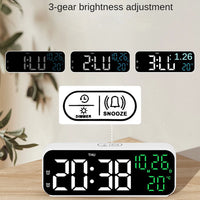 Digitaler Wecker, Temperatur und Datum, Wochenanzeige, Nachtmodus, Tischuhr, Sprachsteuerung, 12/24 Stunden, elektronische LED-Wecker