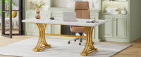 Moderner Executive-Schreibtisch mit goldenen Metallbeinen