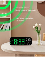 Digitaler Wecker, Temperatur und Datum, Wochenanzeige, Nachtmodus, Tischuhr, Sprachsteuerung, 12/24 Stunden, elektronische LED-Wecker