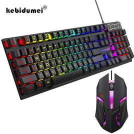 104-Key Backlit Mechanical Keyboard, Wired Gaming Keyboard, Waterproof Luminous Keyboard and Mouse Set for Gamers, PC, Laptop, Office