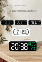Digitaler Wecker, Temperatur und Datum, Wochenanzeige, Nachtmodus, Tischuhr, Sprachsteuerung, 12/24 Stunden, elektronische LED-Wecker